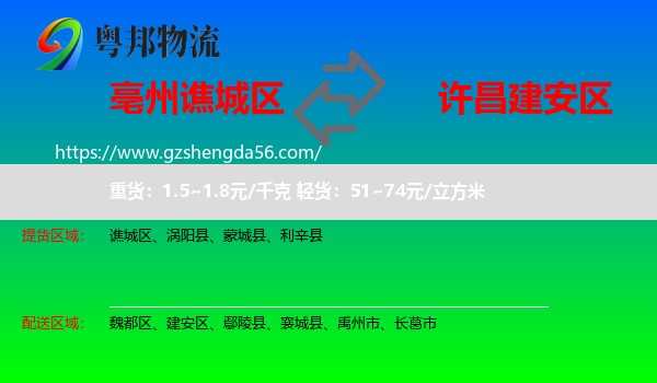 谯城区到建安区物流专线