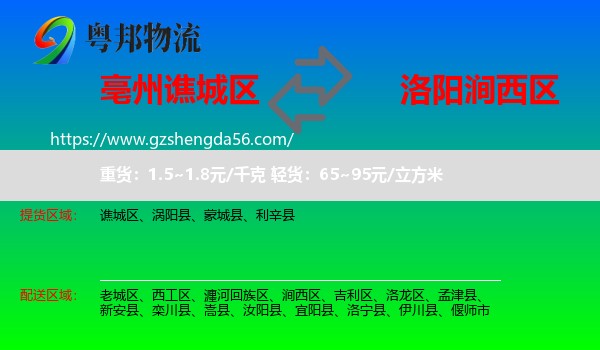 谯城区到涧西区物流专线