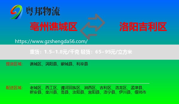 谯城区到吉利区物流专线