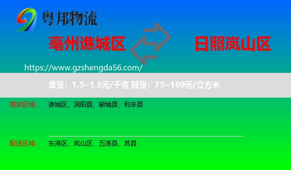 谯城区到岚山区物流专线
