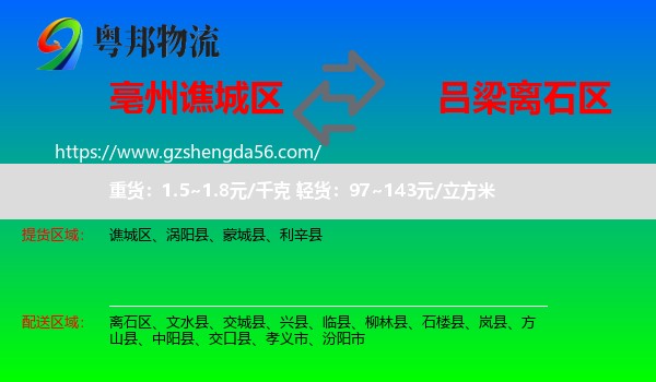 谯城区到离石区物流专线