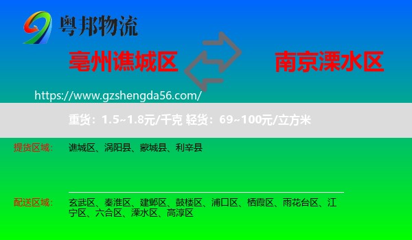 谯城区到溧水区物流专线