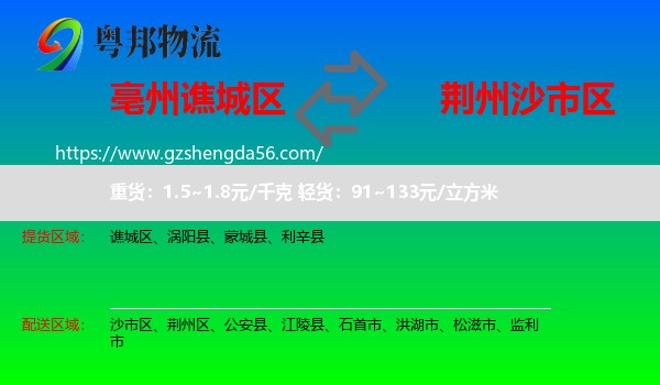 谯城区到沙市区物流专线