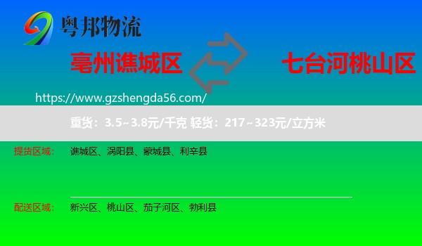谯城区到桃山区物流专线
