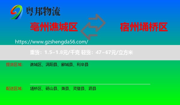 谯城区到埇桥区物流专线