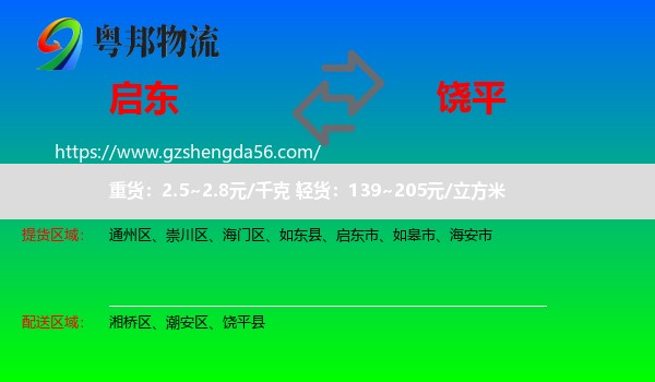 启东市到饶平县物流专线