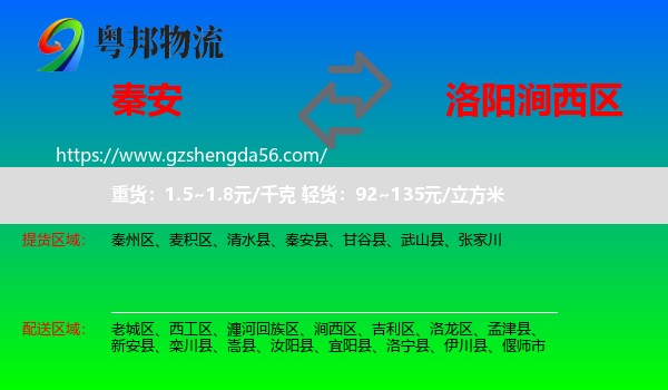 秦安县到涧西区物流专线