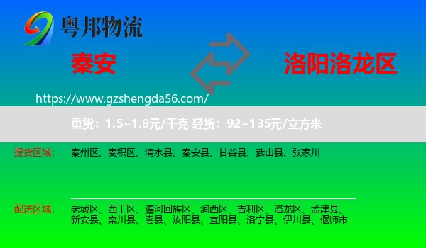 秦安县到洛龙区物流专线