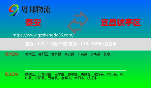秦安县到猇亭区物流专线
