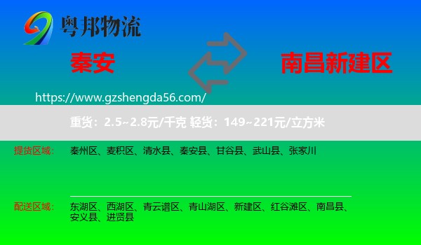 秦安县到新建区物流专线