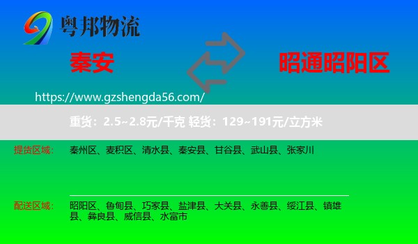 秦安县到昭阳区物流专线