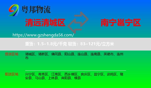 清城区到邕宁区物流专线