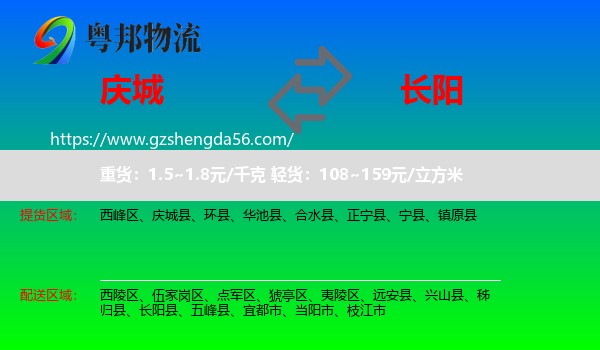 庆城县到长阳县物流专线