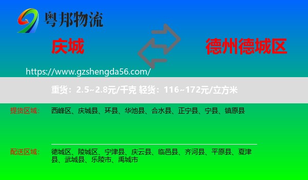 庆城县到德城区物流专线