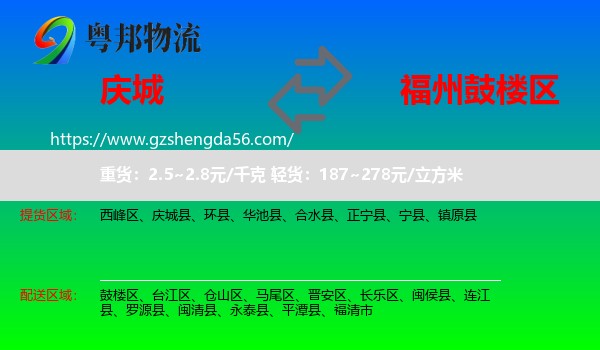 庆城县到鼓楼区物流专线