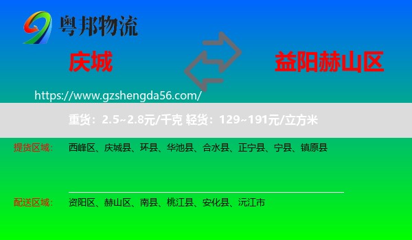 庆城县到赫山区物流专线