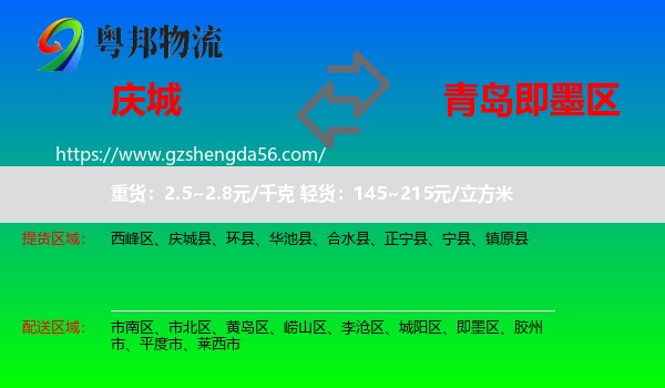 庆城县到即墨区物流专线