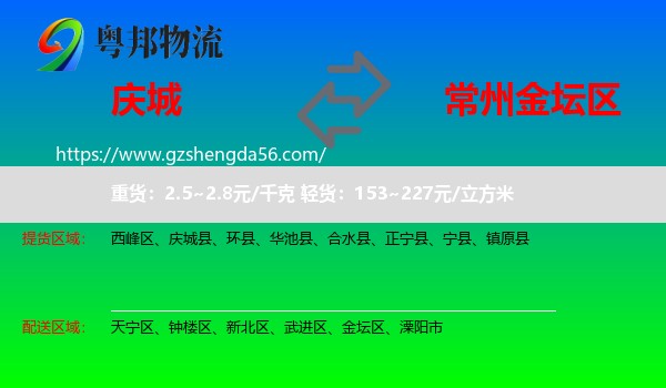 庆城县到金坛区物流专线