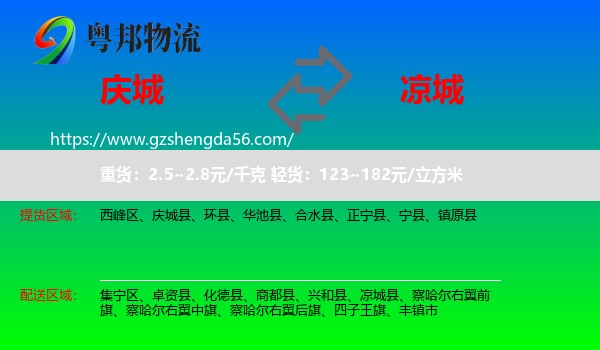庆城县到凉城县物流专线