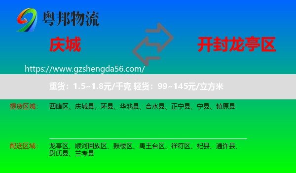 庆城县到龙亭区物流专线