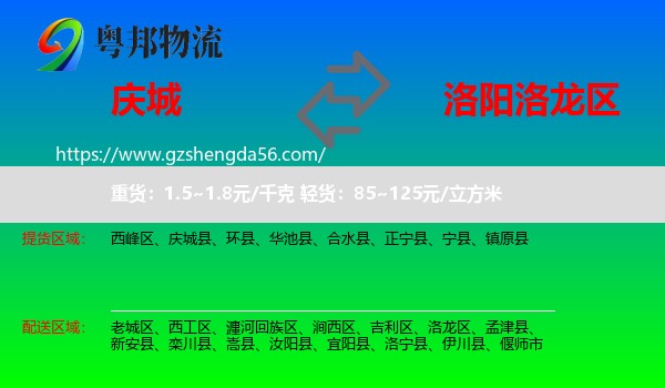 庆城县到洛龙区物流专线