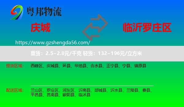 庆城县到罗庄区物流专线