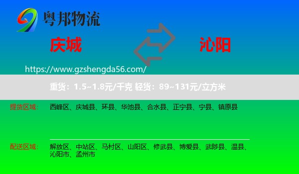 庆城县到沁阳市物流专线