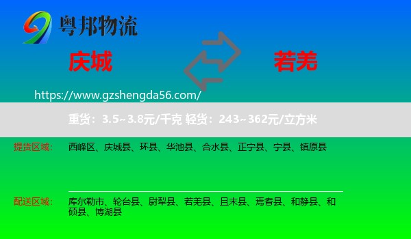 庆城县到若羌县物流专线