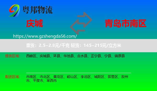 庆城县到市南区物流专线
