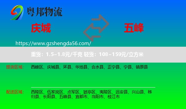 庆城县到五峰县物流专线