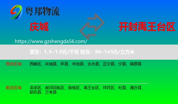 庆城县到禹王台区物流专线