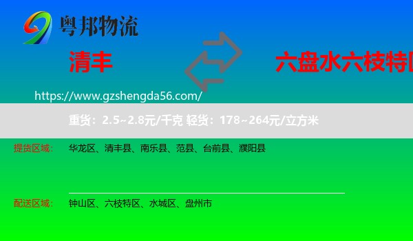清丰县到六枝特区物流专线