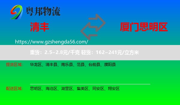 清丰县到思明区物流专线