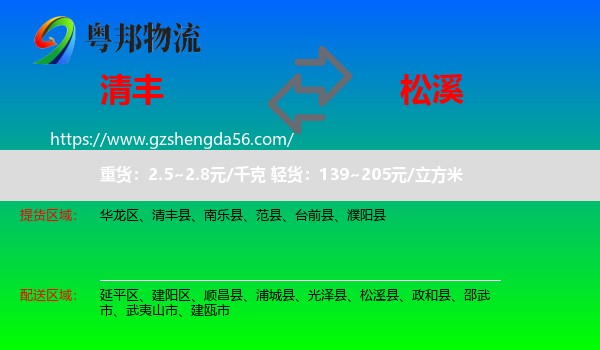 清丰县到松溪县物流专线