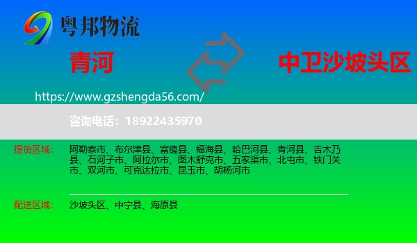 青河县到沙坡头区物流专线