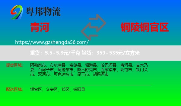 青河县到铜官区物流专线