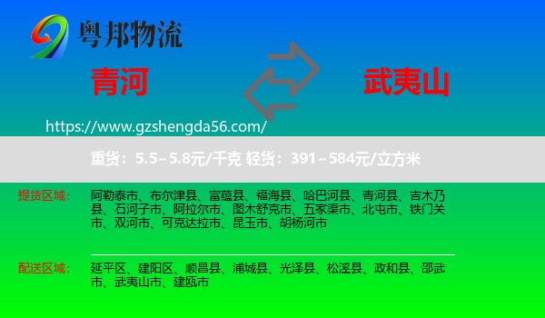 青河县到武夷山市物流专线
