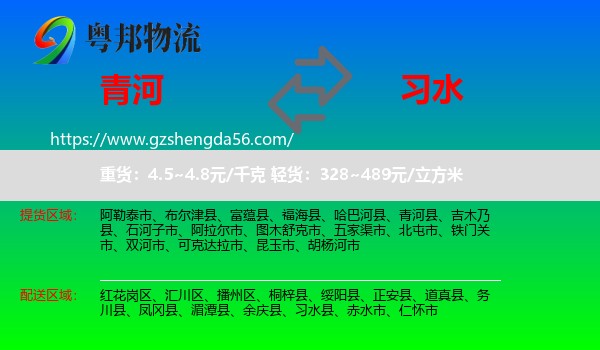 青河县到习水县物流专线