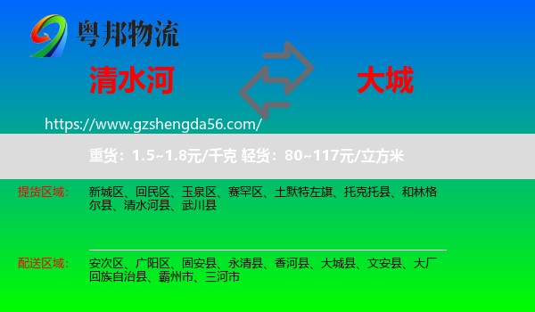 清水河县到大城县物流专线