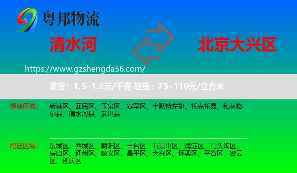 清水河县到大兴区物流专线