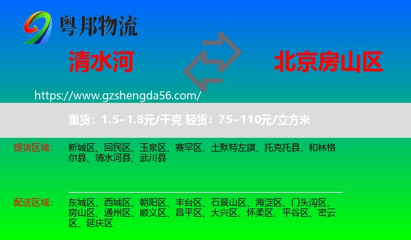 清水河县到房山区物流专线
