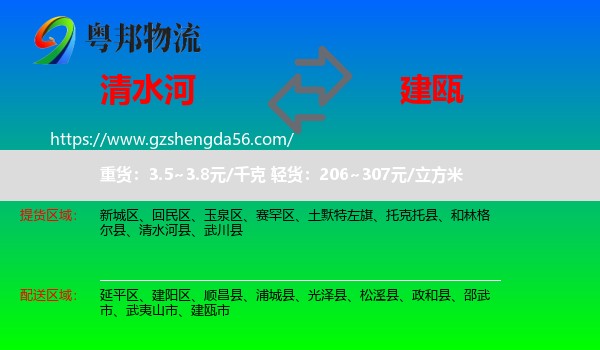清水河县到建瓯市物流专线