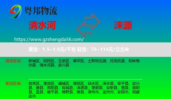 清水河县到涞源县物流专线