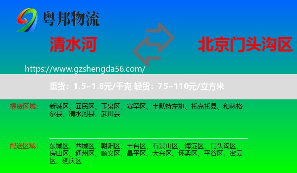 清水河县到门头沟区物流专线