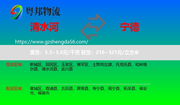 清水河县到宁德物流专线