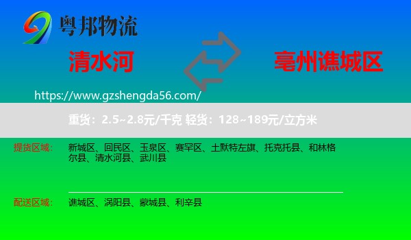 清水河县到谯城区物流专线