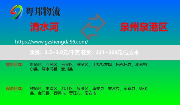 清水河县到泉港区物流专线