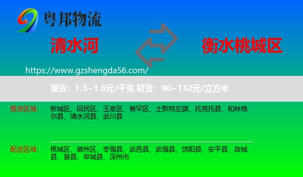 清水河县到桃城区物流专线