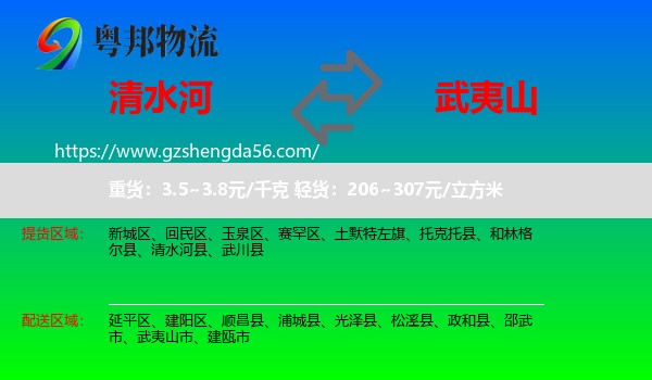 清水河县到武夷山市物流专线