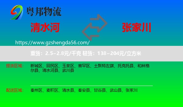清水河县到张家川物流专线